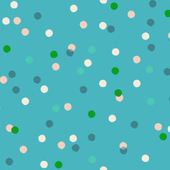 Pattern of colorful dots on a blue background