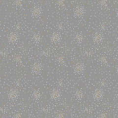 Pattern of small white and yellow metallic clusters of dots on a gray background