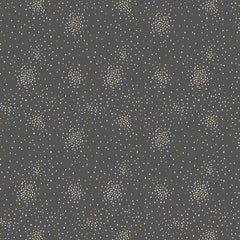 Pattern of small white and yellow metallic clusters of dots on a dark gray background