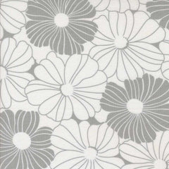 Pattern of white and gray flowers on a white background