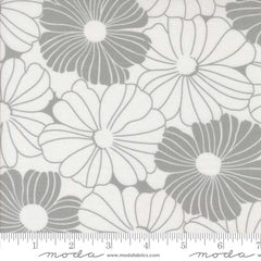 Pattern of white and gray flowers on a white background with ruler