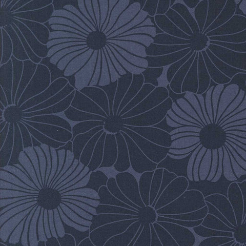 Pattern of blue flowers on a blue background