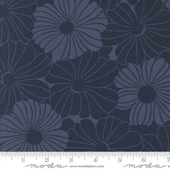 Pattern of blue flowers on a blue background with ruler