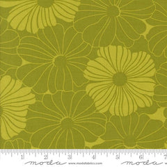 Pattern of green flowers on a green background with ruler