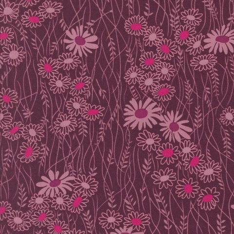 Pattern of pink flowers on a purple background