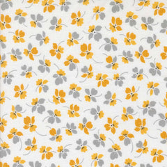 Floral pattern with yellow and gray flowers on a white background