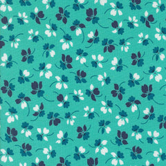 Floral pattern with small flowers on an aqua background