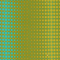 Pattern of blue and green circles on a green background