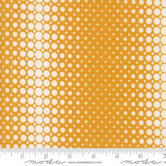 Pattern of white circles on a yellow background with ruler