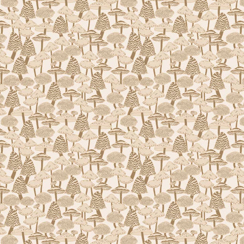 Pattern of brown mushrooms on a light background