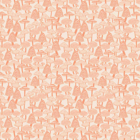 Pattern of light orange mushrooms on a light background