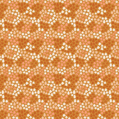 Pattern of clustered colorful flowers and petals on an orange background