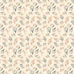 Pattern of leaves and branches on an off-white background