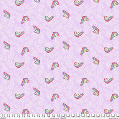 Purple wave background with colorful fish print with ruler