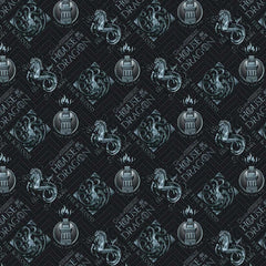 Pattern of Game of Thrones logos with "Fire and Blood", "Light the Way" and "The Old The True The Brave" text on a black background