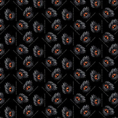 Pattern of red dragon eyes and "House of the Dragon" text on a black background