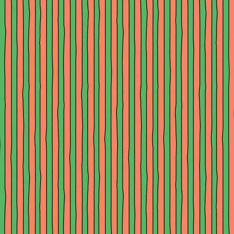 Alternating wavy stripes in vibrant green and coral colors