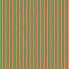 Alternating wavy stripes in vibrant green and coral colors