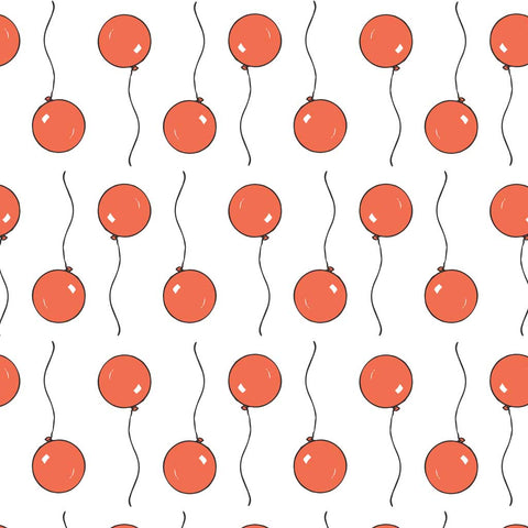 Pattern of red balloons floating on a white background