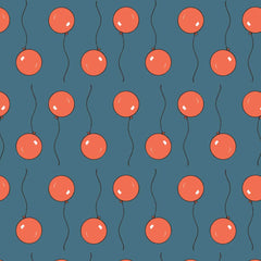 Pattern of red balloons floating on a blue background