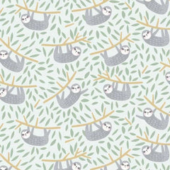 Call of the Wild Hanging in There Sloth Mist Fabric by the Yard