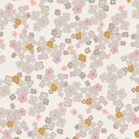 Light floral print on an off-white background
