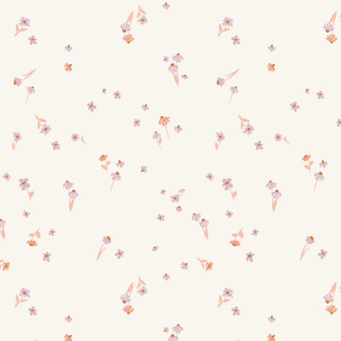 Light floral print on an off-white background