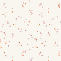Light floral print on an off-white background