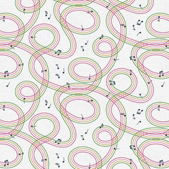 Pattern of colorful musical notes on a white background