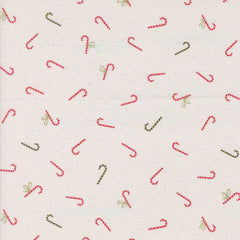 Pattern of red and green candy canes on a white background