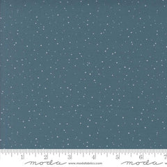 Teal fabric with small white dots with ruler