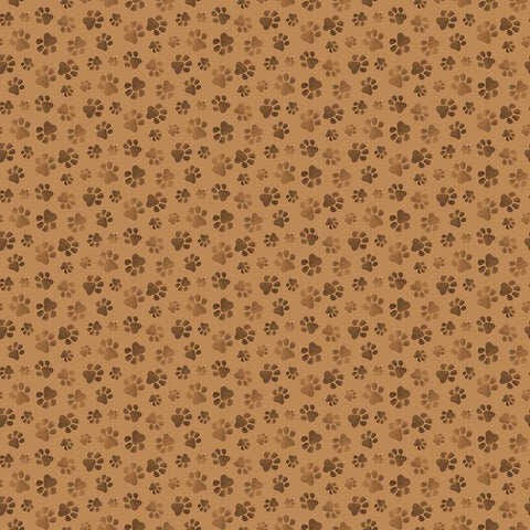 Pattern of paw prints on a brown background
