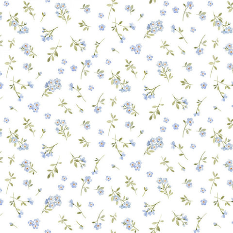 Forest Dreams Tossed Ditzy White Cotton Fabric