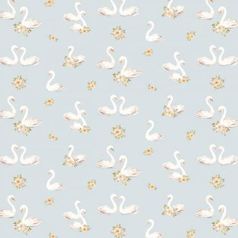 Forest Dreams Swan Lake Mist Cotton Fabric
