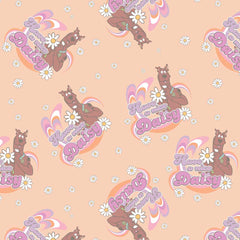 Pattern of Scooby Doo, 'Have a Nice Daisy' text, and daisies on a peach background