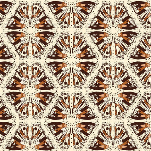 Decorative, geometric pattern with black, brown, and white colors