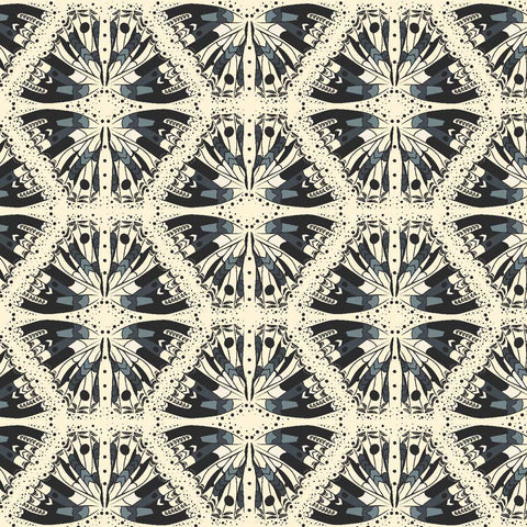 Decorative, geometric pattern with black and white colors