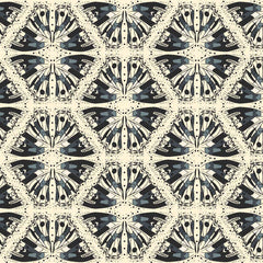 Decorative, geometric pattern with black and white colors