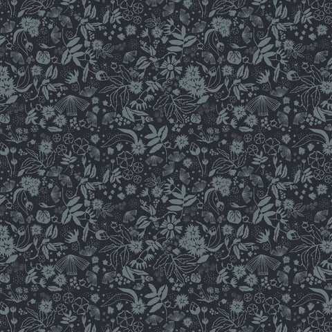 Dark blue tone on tone floral print