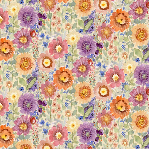 Pattern of colorful flowers on a light background