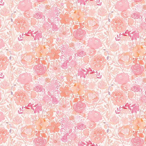Pattern of pink and peach flowers on a light background