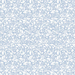 Pattern of climbing garden flowers on a blue background