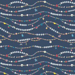 Pattern of friendship bracelets on a blue background