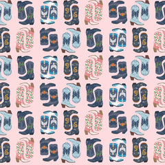 Pattern of cowboy boots on a pink background
