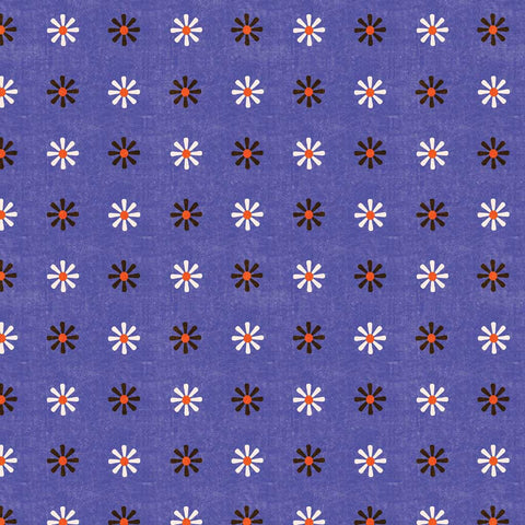 Pattern of small blue and white flowers on a blue background