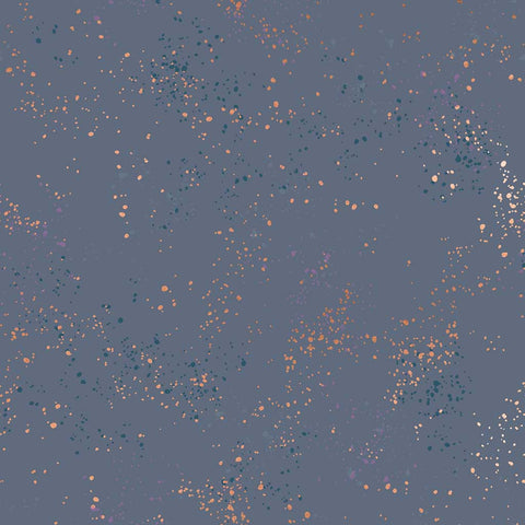 Pattern of multi-colored speckles on a dark blue background