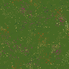 Pattern of multi-colored speckles on a green background