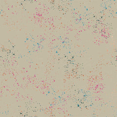 Pattern of multi-colored speckles on a light gray background