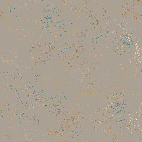 Pattern of multi-colored speckles on a gray background