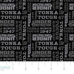 Pattern of 'Under Construction' and other text in gray and dark gray on a black background with ruler